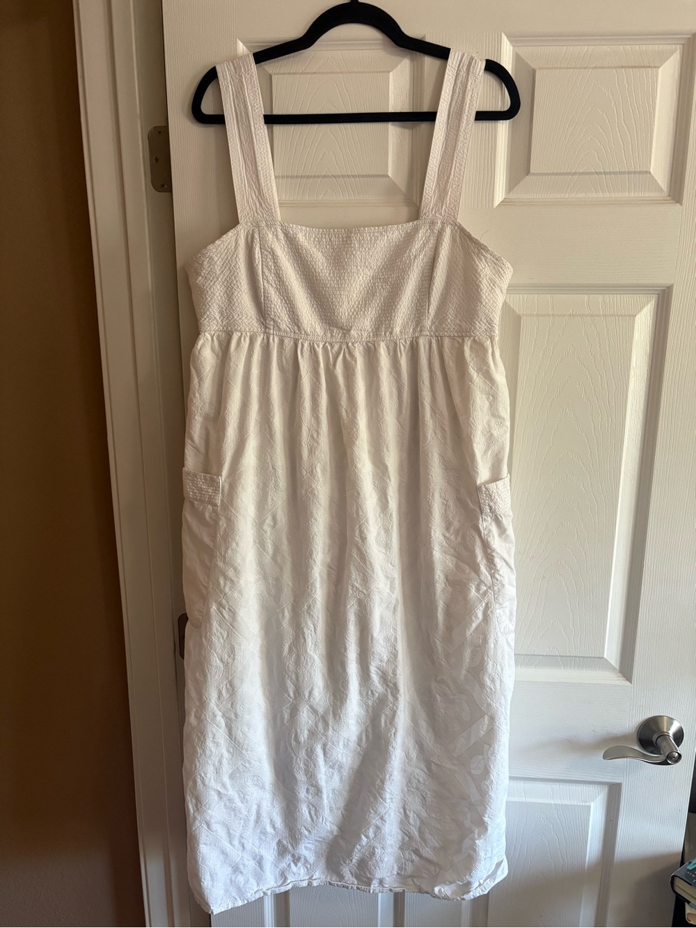 Madewell midi maxi dress sleeveless floral cutout 100% cotton boho white size 14 - Picture 3 of 8